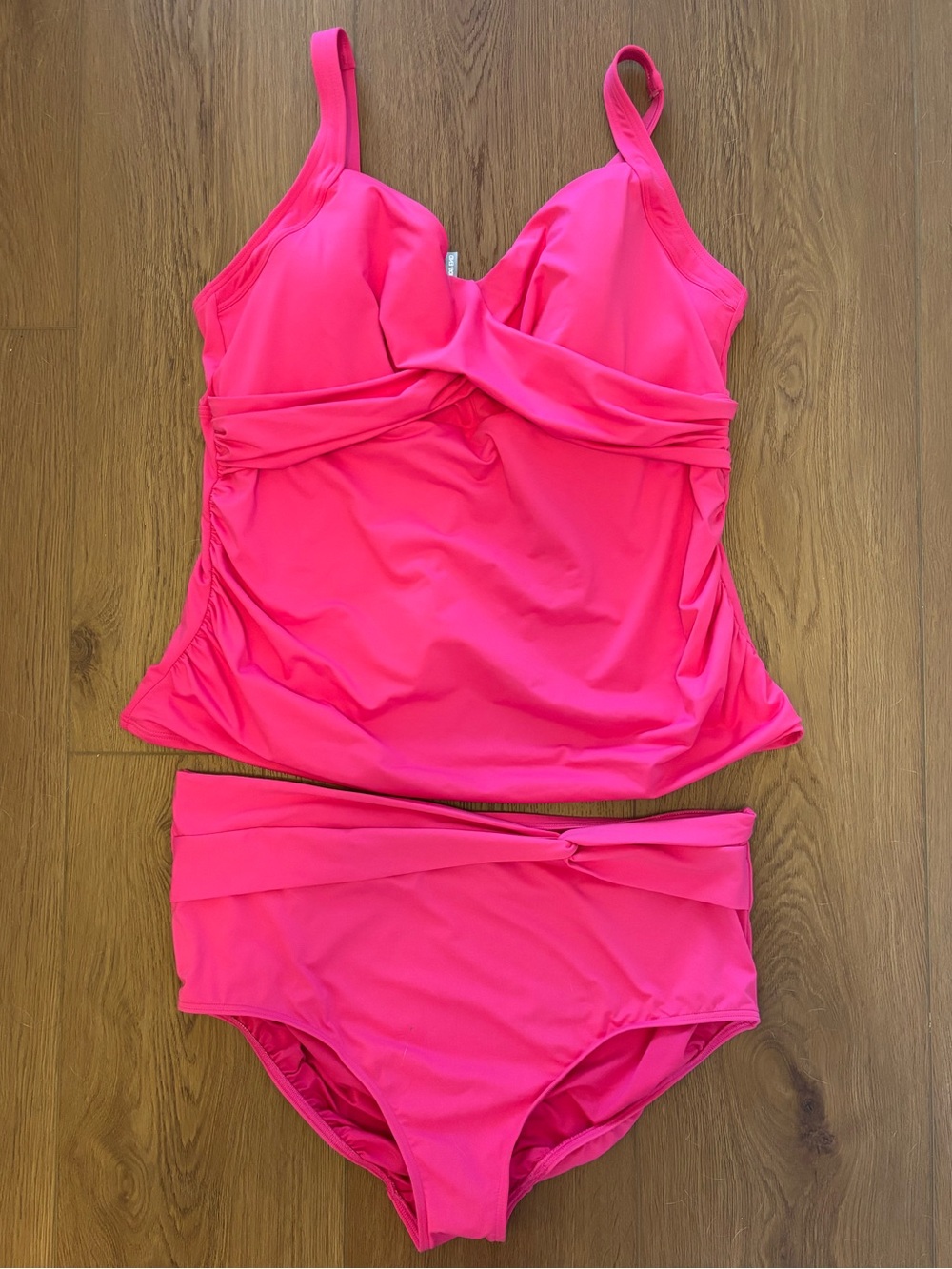 Lands End Pink 2pc Tankini Brief Swim Bathing Suit 18W NWOT Vacation Pool Beach